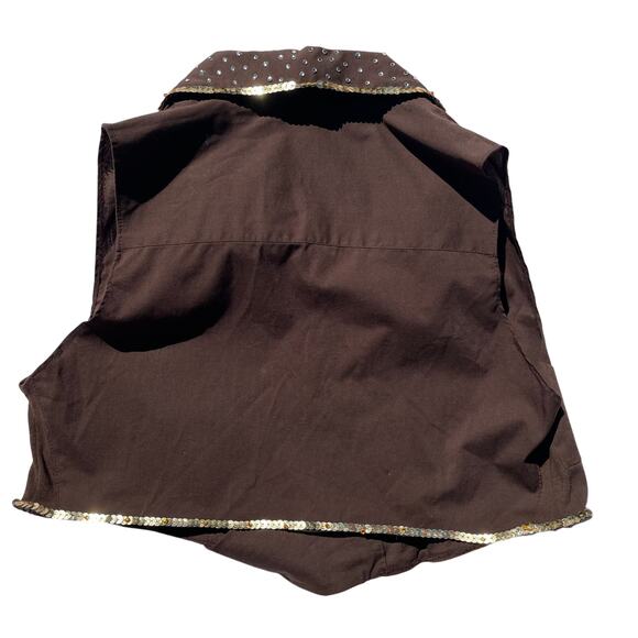 Toddler UPS Vest XL Brown Cropped Uniform Style Top Sequin Trim Custom Costume - Picture 2 of 6